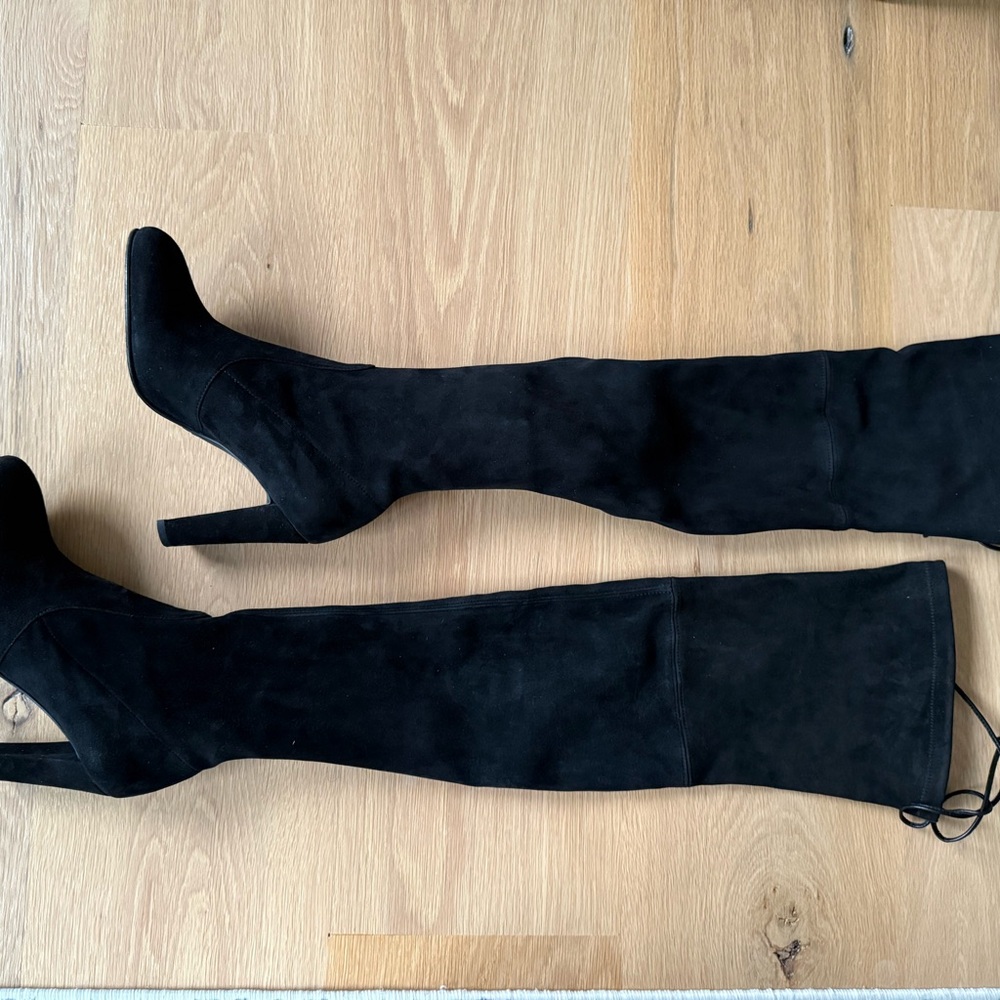 Stuart Weitzman Black Over the Knee Boots with Stiletto Heel